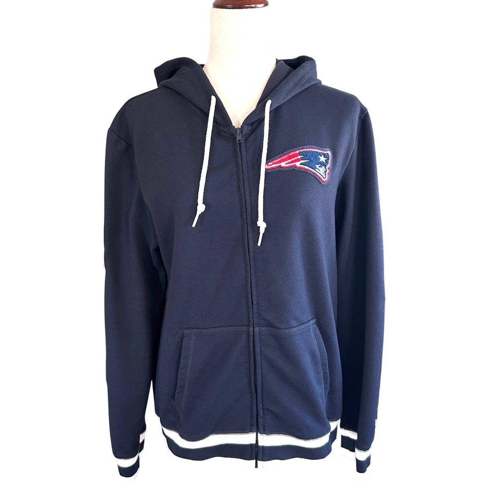 NFL New England Patriots Super Bowl LIII Full Zip Hoodie Navy Blue Womens Medium